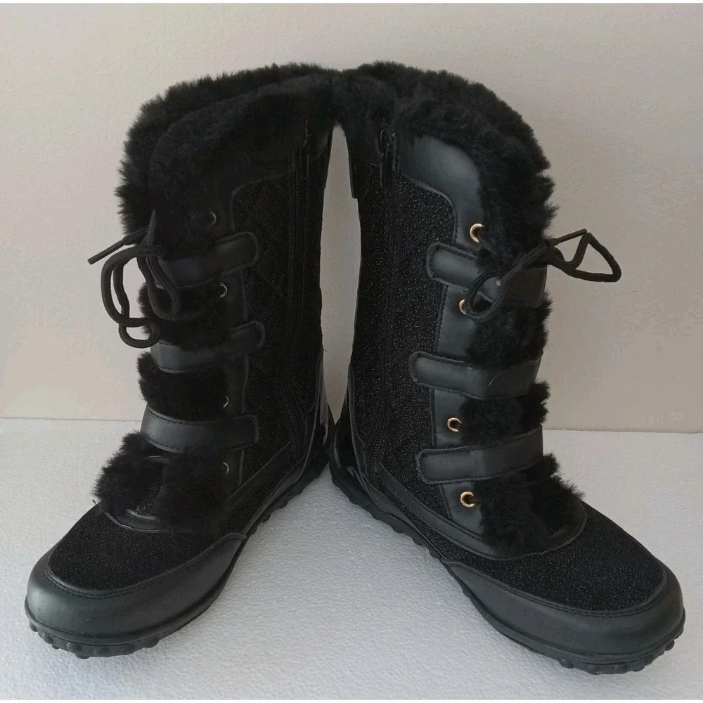 U.S. Polo Assn. Black Kids Girls Youth Winter Snow Boots Size 3Y width M